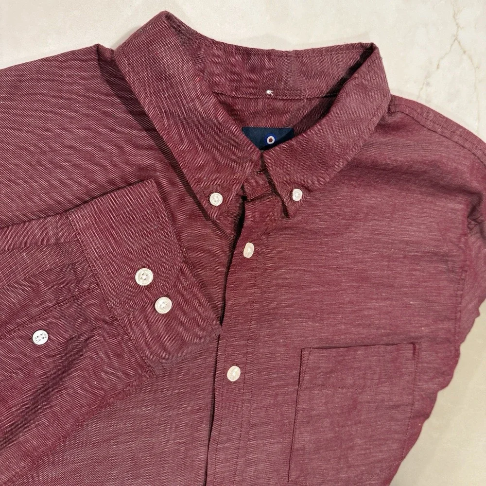 Ben Sherman The Original Button Down Shirt  Maroon/Red Mens‎ Sz XXL  Cotton